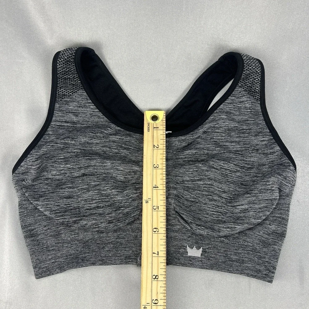 SHEFIT‎ Lounge Sports Bra Luxe (L) Zip Front Close Graphite Gray Removable Pads